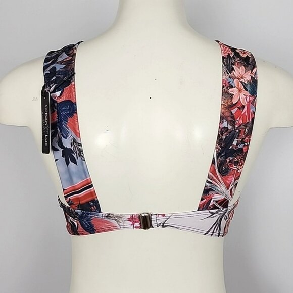 Urban Lux Resort Women's 3 Piece Bikini Sarong Tropical Silver Pink Print Size S - Picture 4 of 16